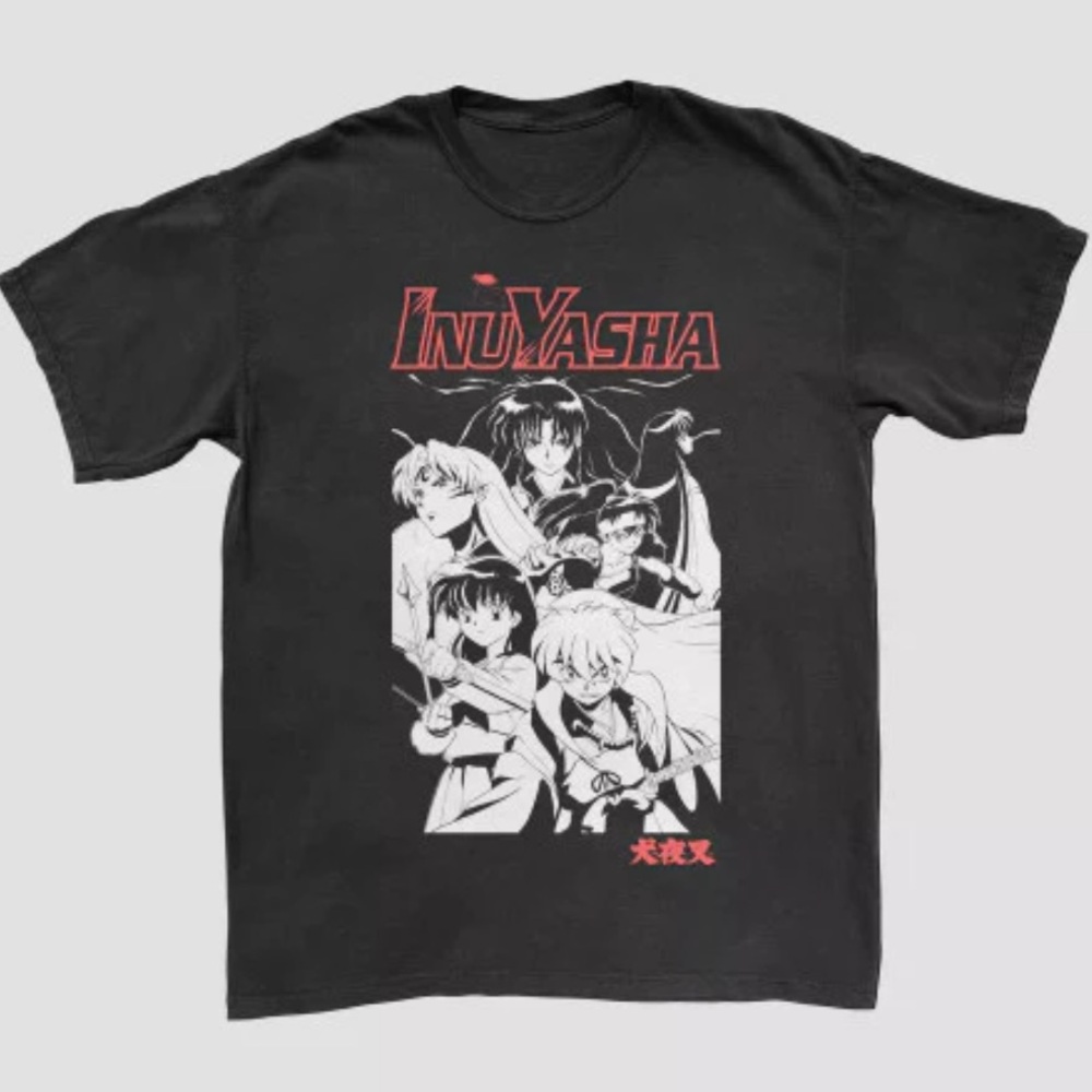 🔮 3/$15! Black Inuyasha Character Group Title T-Shirt Size Large